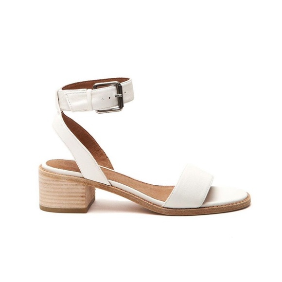Frye Cindy Two-Piece White Block Cute Sandal Heels - Picture 5 of 13